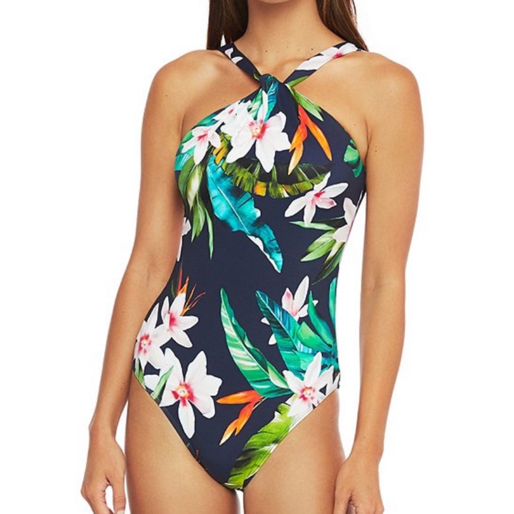 Lauren Ralph Lauren Navy Floral One Piece Swimsuit
